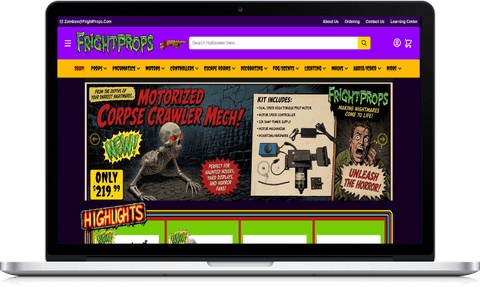 FrightProps ecommerce storefront shown on a laptop